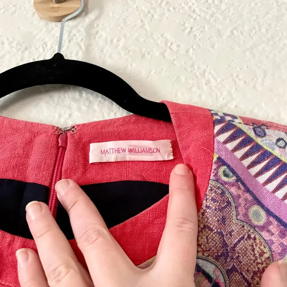 Matthew Williamson 100% Linen Tribal Print Sleeveless Mini Dress sz 10 - Picture 4 of 8